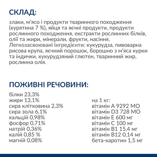 Сухий корм для собак i/d Digestive Care нормалізація розладів травлення, з куркою Склад