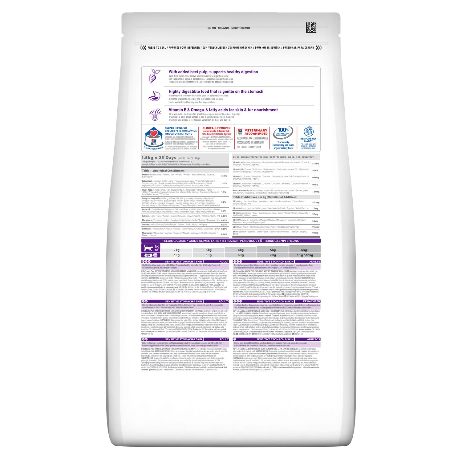 Сухий корм Sensitive для котів котів із чутливим шлунком і шкірою від 1 року Зображення пакування